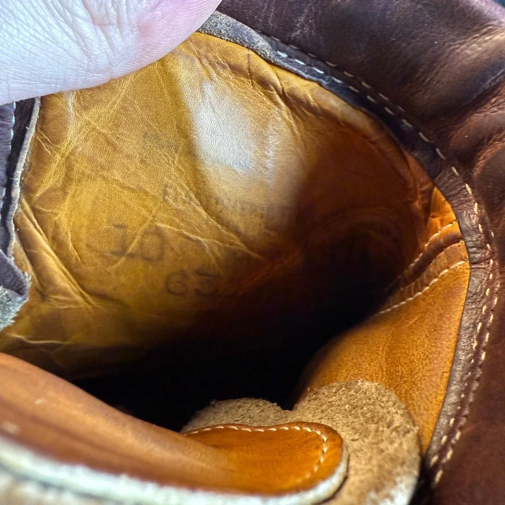 Herman Survivors Vintage Brown Leather Moc Toe‎ Vibram Work Boots Mens 10